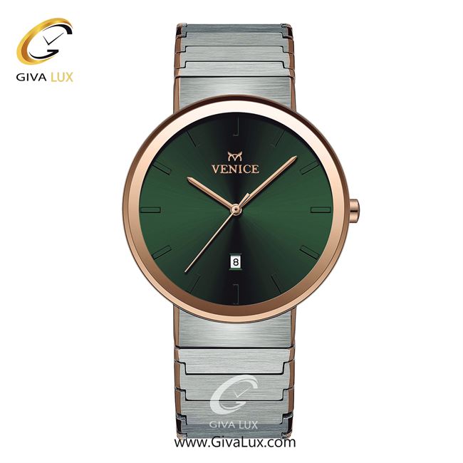 ساعت مچی اورجینال مردانه ونیز رزگلد | نقره ای| سبز یشمی تیره| کد رفرنس V801466502