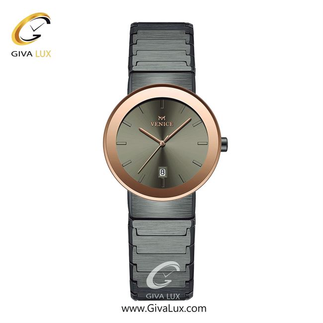 ساعت مچی اورجینال زنانه ونیز رزگلد | تیتانیوم| دودی|تیتانیوم| کد رفرنس V801468201