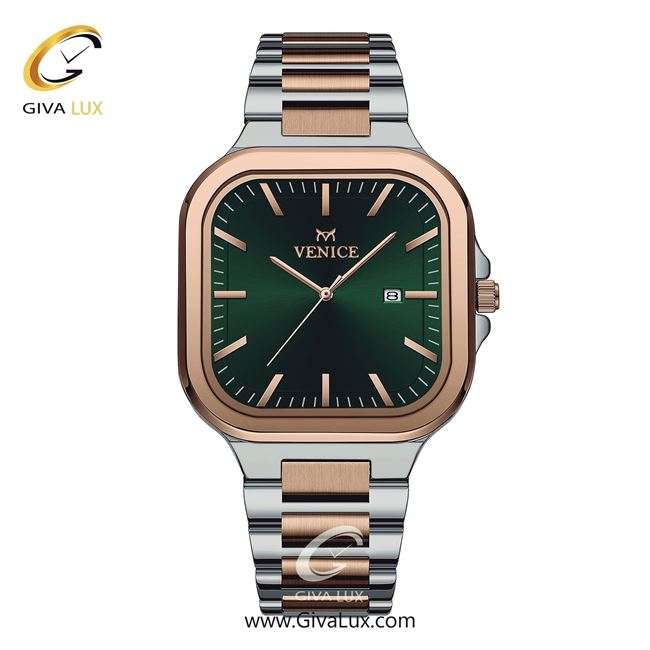 ساعت مچی اورجینال مردانه ونیز رزگلد-نقره ای | رزگلد-نقره ای| سبز یشمی تیره| کد رفرنس V801476502