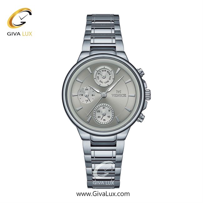 ساعت مچی اورجینال زنانه ونیز سه موتوره فول تایم نقره ای | نقره ای| نقره ای| کد رفرنس V801541101