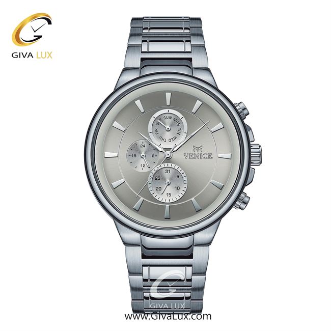 ساعت مچی اورجینال مردانه ونیز سه موتوره فول تایم نقره ای | نقره ای| نقره ای| کد رفرنس V801541102