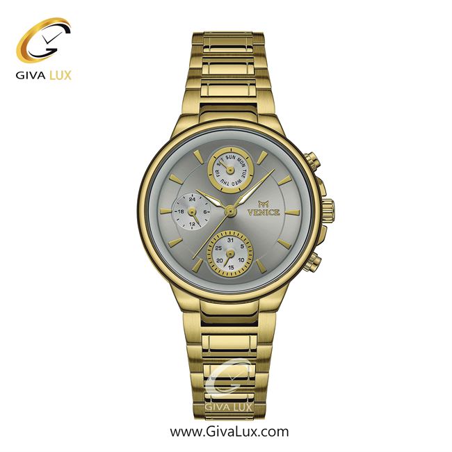 ساعت مچی اورجینال زنانه ونیز سه موتوره فول تایم طلایی | طلایی| نقره ای| کد رفرنس V801542101