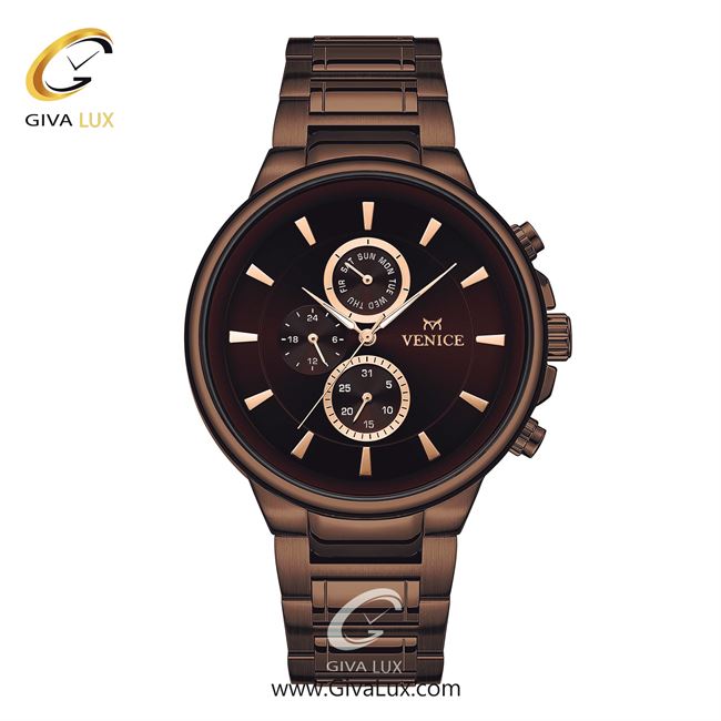 ساعت مچی اورجینال مردانه ونیز سه موتوره فول تایم کافی | کافی| قهوه ای| کد رفرنس V801543902