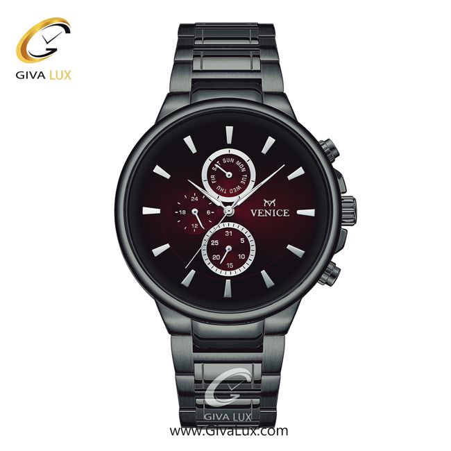 ساعت مچی اورجینال مردانه ونیز سه موتوره فول تایم تیتانیوم | تیتانیوم| زرشکی| کد رفرنس V801544702