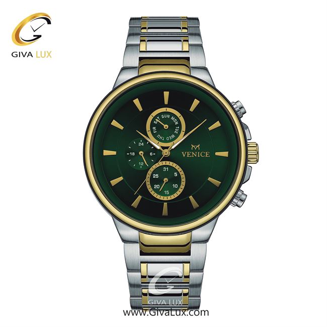 ساعت مچی اورجینال مردانه ونیز سه موتوره فول تایم نقره ای-طلایی | طلایی-نقره ای| سبز یشمی تیره| کد رفرنس V801545702