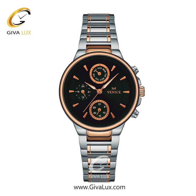 ساعت مچی اورجینال زنانه ونیز سه موتوره فول تایم رزگلد-نقره ای | نقره ای-رزگلد| سبز یشمی تیره| کد رفرنس V801546501
