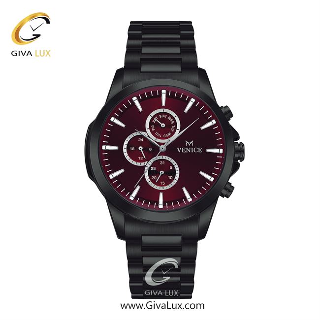 ساعت مچی اورجینال مردانه ونیز سه موتوره فول تایم تیتانیوم | تیتانیوم(زغالی)| زرشکی| کد رفرنس V801624302