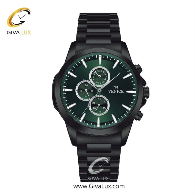 ساعت مچی اورجینال مردانه ونیز سه موتوره فول تایم تیتانیوم | تیتانیوم(زغالی)| سبز یشمی تیره| کد رفرنس V801624502