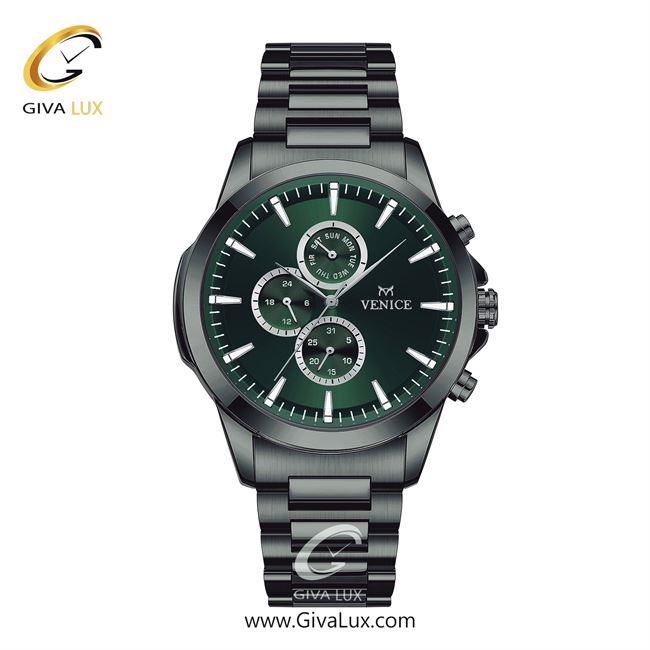 ساعت مچی اورجینال مردانه ونیز سه موتوره فول تایم تیتانیوم | تیتانیوم| سبز یشمی تیره| کد رفرنس V801624902