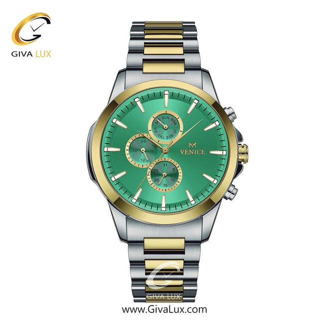 ساعت مچی اورجینال مردانه ونیز سه موتوره فول تایم طلایی-نقره ای | نقره ای-طلایی| سبز| کد رفرنس V801625712