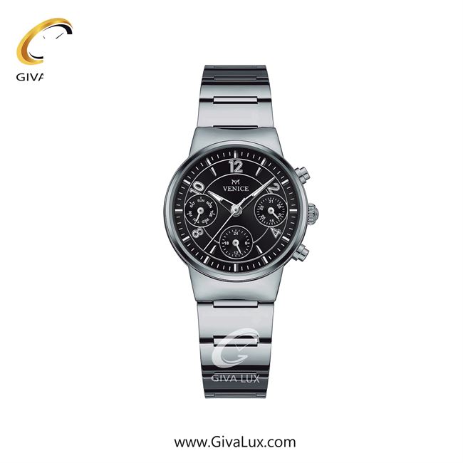 ساعت مچی اورجینال زنانه ونیز سه موتوره فول تایم نقره ای | نقره ای| مشکی| کد رفرنس V801661501