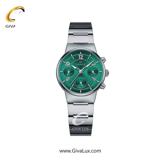 ساعت مچی اورجینال زنانه ونیز سه موتوره فول تایم نقره ای | نقره ای| سبزآبی| کد رفرنس V801661811