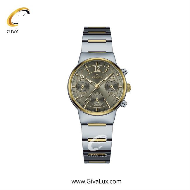 ساعت مچی اورجینال زنانه ونیز سه موتوره فول تایم طلایی-نقره ای | نقره ای-طلایی| دودی|تیتانیوم| کد رفرنس V801665301