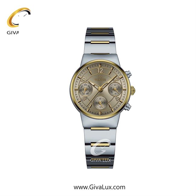 ساعت مچی اورجینال زنانه ونیز سه موتوره فول تایم نقره ای-طلایی | نقره ای-طلایی| خاکی| کد رفرنس V801665401