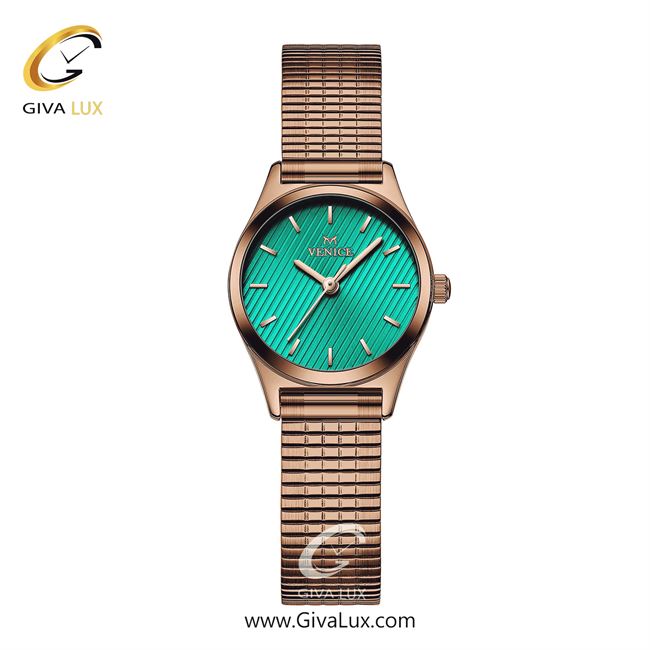 ساعت مچی اورجینال زنانه ونیز رزگلد | رزگلد| سبزآبی| کد رفرنس V801723711