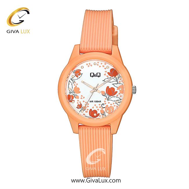 ساعت مچی اورجینال زنانه کیو اند کیو Q&Q گلبهی | گلبهی| گلدار/طرحدار-سفید| کد رفرنس V01A-011VY