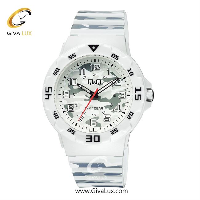 ساعت مچی اورجینال مردانه کیو اند کیو Q&Q سفید | چریکی-طوسی-سفید| چریکی-طوسی-سفید| کد رفرنس V02A-012VY