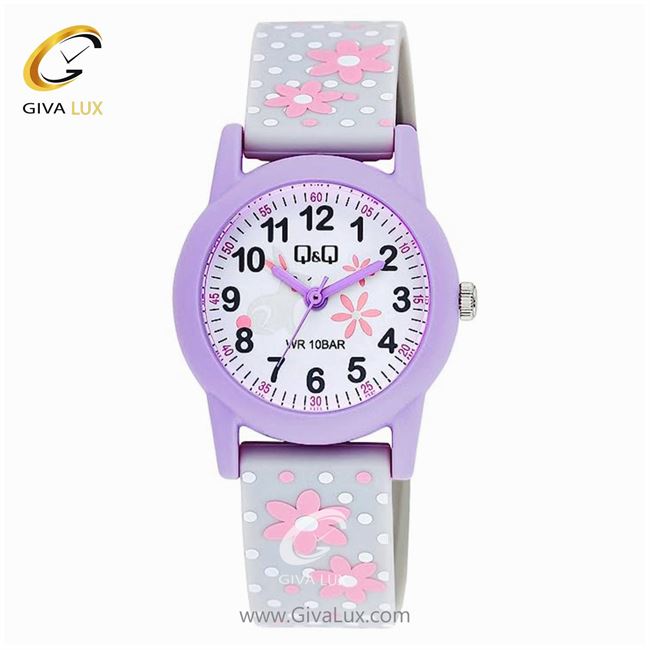 ساعت مچی اورجینال بچه گانه کیو اند کیو Q&Q بنفش | طوسی| سفید| کد رفرنس V22A-004VY