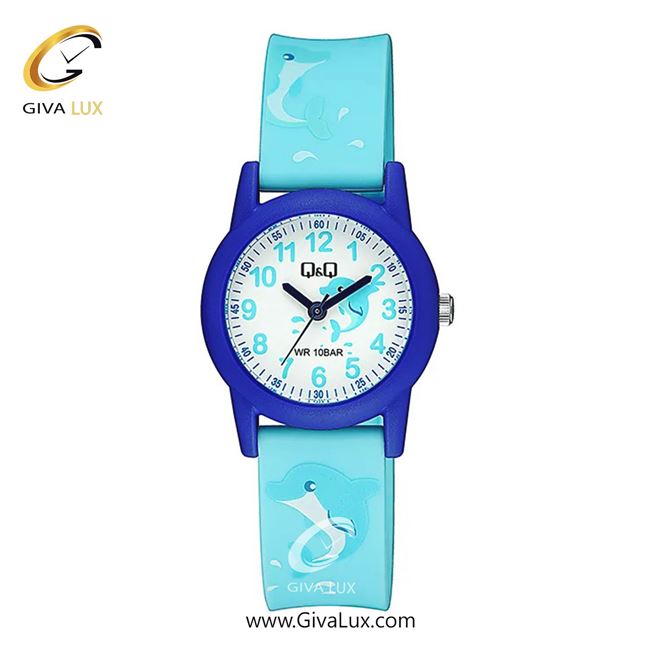 ساعت مچی اورجینال بچه گانه کیو اند کیو Q&Q آبی کاربنی | آبی| سفید| کد رفرنس V22A-014VY