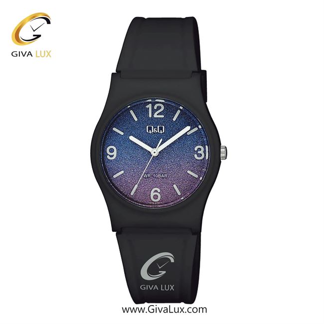 ساعت مچی اورجینال زنانه کیو اند کیو Q&Q مشکی | مشکی| آبی-بنفش| کد رفرنس V27A-012VY