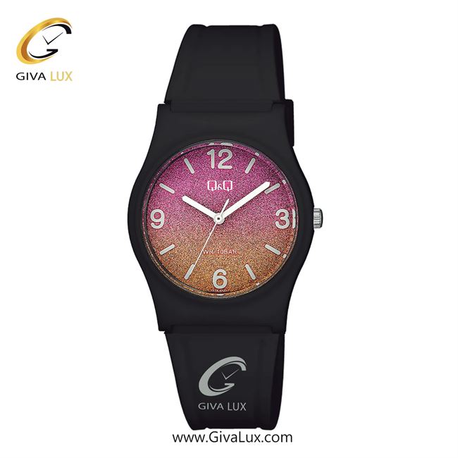 ساعت مچی اورجینال زنانه کیو اند کیو Q&Q مشکی | مشکی| طلایی-صورتی| کد رفرنس V27A-013VY