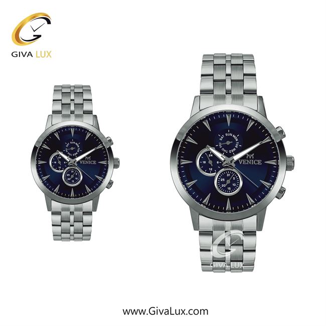 ساعت مچی اورجینال ست ونیز سه موتوره فول تایم نقره ای | نقره ای| سرمه ای| کد رفرنس V800011403