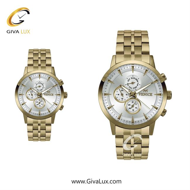 ساعت مچی اورجینال ست ونیز سه موتوره فول تایم طلایی | طلایی| نقره ای| کد رفرنس V800012103