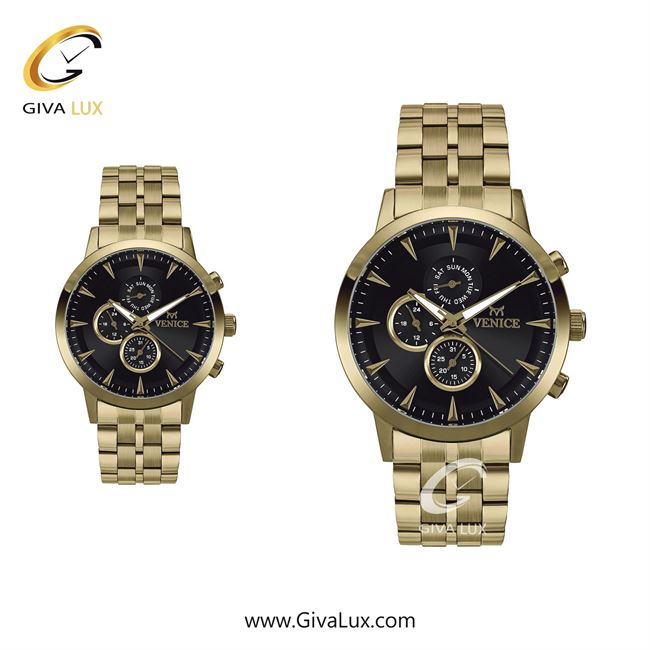 ساعت مچی اورجینال ست ونیز سه موتوره فول تایم طلایی | طلایی| مشکی| کد رفرنس V800012503