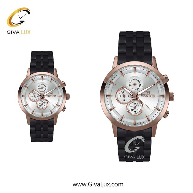 ساعت مچی اورجینال ست ونیز سه موتوره فول تایم رزگلد | مشکی| نقره ای| کد رفرنس V800016703