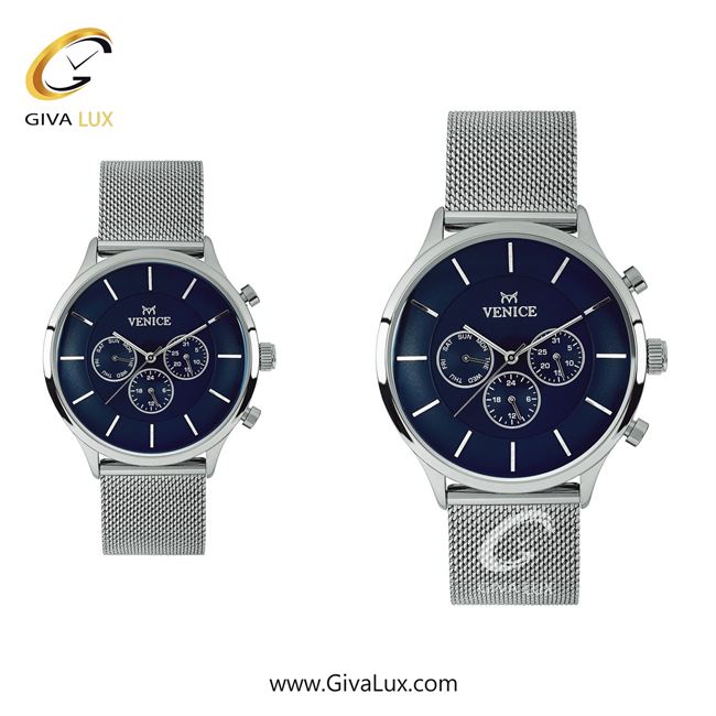 ساعت مچی اورجینال ست ونیز سه موتوره فول تایم نقره ای | نقره ای| سرمه ای| کد رفرنس V800591403