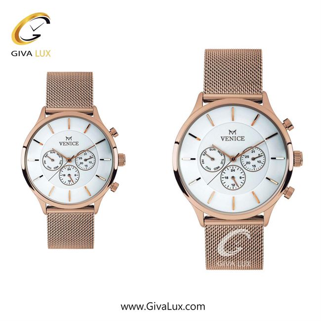 ساعت مچی اورجینال ست ونیز سه موتوره فول تایم رزگلد | رزگلد| سفید| کد رفرنس V800593103