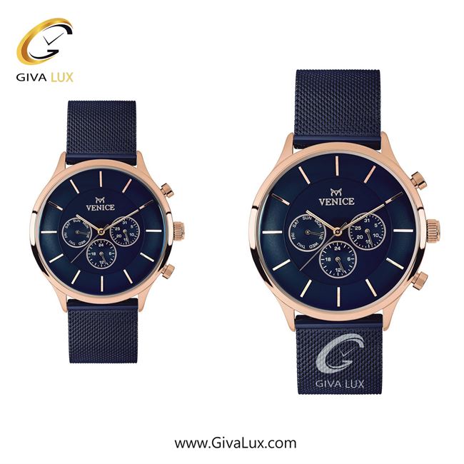 ساعت مچی اورجینال ست ونیز سه موتوره فول تایم رزگلد | سرمه ای| سرمه ای| کد رفرنس V800597903