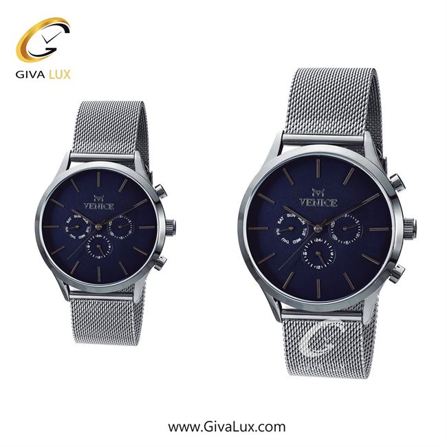 ساعت مچی اورجینال ست ونیز سه موتوره فول تایم نقره ای | نقره ای| سرمه ای| کد رفرنس V800831403