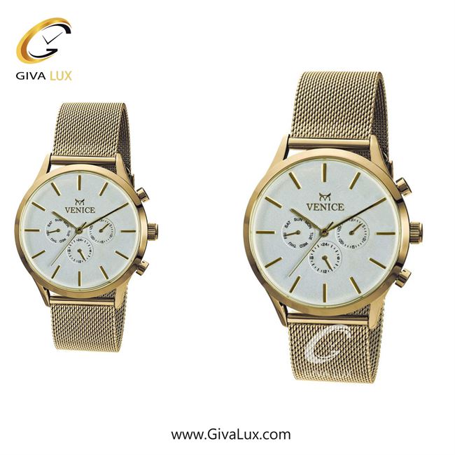 ساعت مچی اورجینال ست ونیز سه موتوره فول تایم طلایی | طلایی| نقره ای| کد رفرنس V800832103