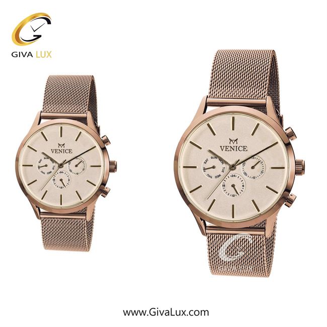 ساعت مچی اورجینال ست ونیز سه موتوره فول تایم رزگلد | رزگلد| رزگلد| کد رفرنس V800833003