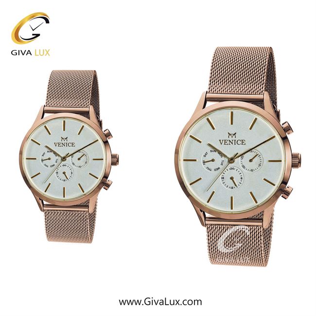 ساعت مچی اورجینال ست ونیز سه موتوره فول تایم رزگلد | رزگلد| نقره ای| کد رفرنس V800833103