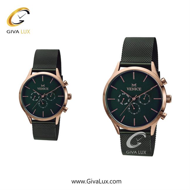ساعت مچی اورجینال ست ونیز سه موتوره فول تایم رزگلد | سبز| سبز یشمی تیره| کد رفرنس V800838603