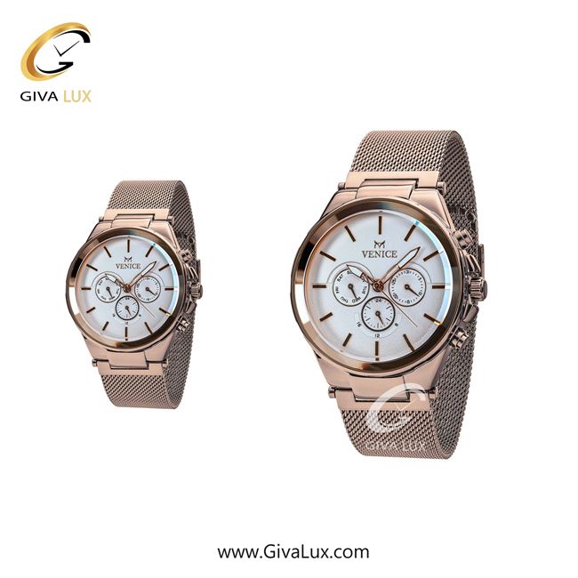 ساعت مچی اورجینال ست ونیز سه موتوره فول تایم رزگلد | رزگلد| نقره ای| کد رفرنس V800873103