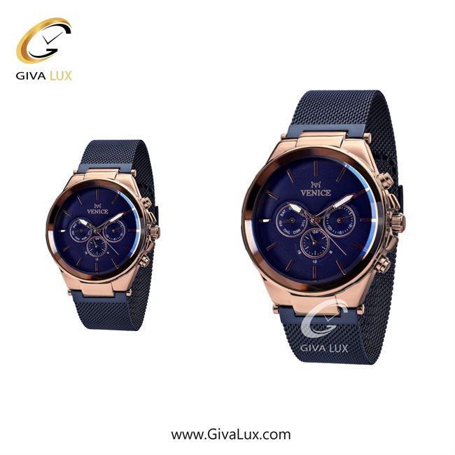 ساعت مچی اورجینال ست ونیز سه موتوره فول تایم رزگلد | سرمه ای| سرمه ای| کد رفرنس V800877903