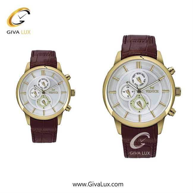 ساعت مچی اورجینال ست ونیز سه موتوره فول تایم طلایی | قهوه ای| نقره ای| کد رفرنس V801092103