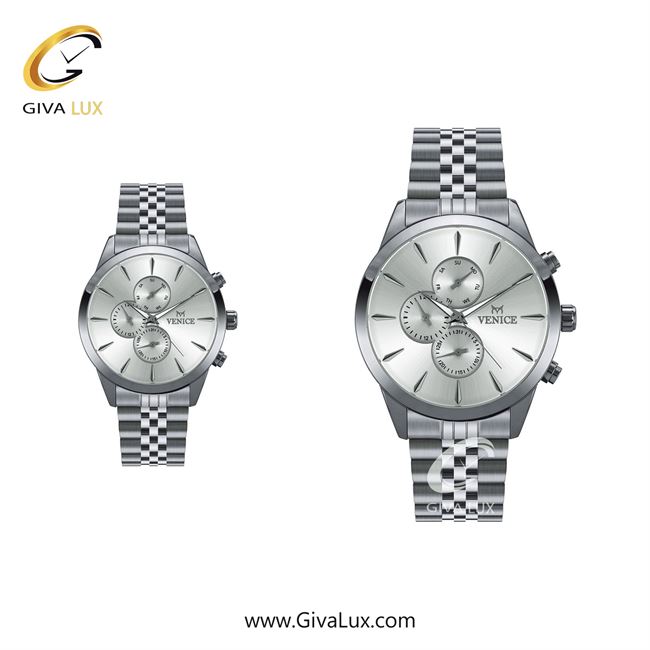 ساعت مچی اورجینال ست ونیز سه موتوره فول تایم نقره ای | نقره ای| نقره ای| کد رفرنس V801161103