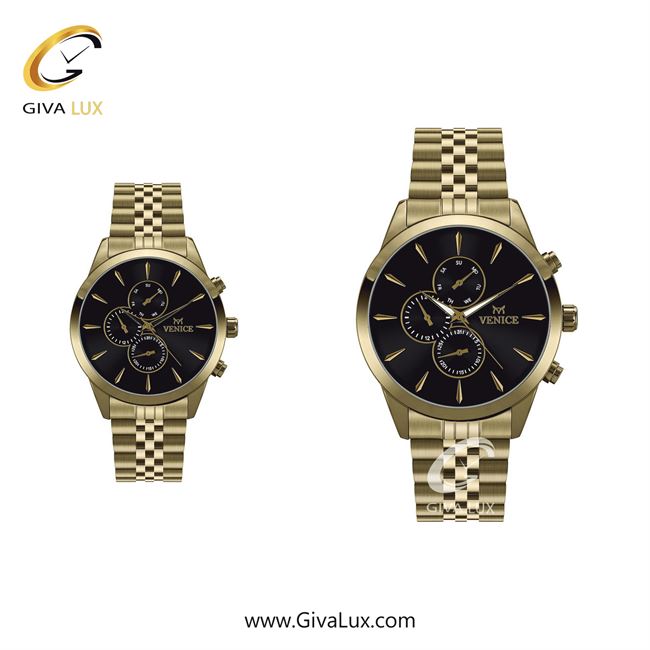 ساعت مچی اورجینال ست ونیز سه موتوره فول تایم طلایی | طلایی| مشکی| کد رفرنس V801162503