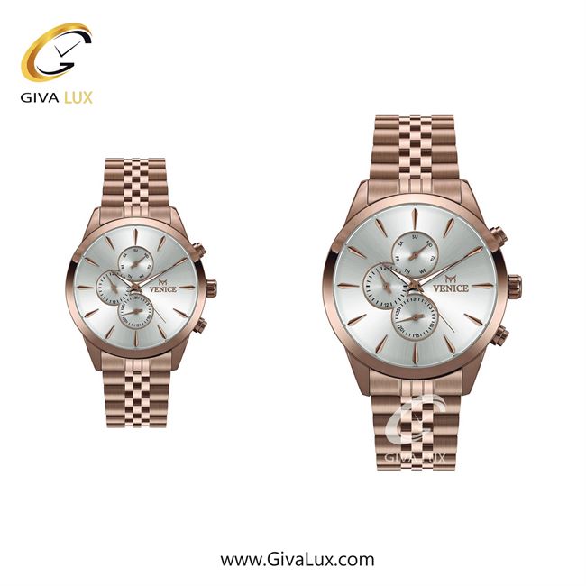 ساعت مچی اورجینال ست ونیز سه موتوره فول تایم رزگلد | رزگلد| نقره ای| کد رفرنس V801163103