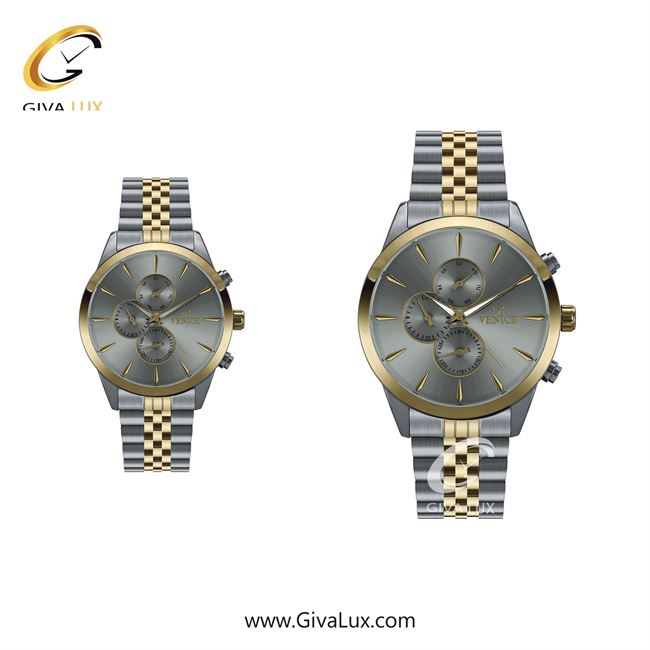 ساعت مچی اورجینال ست ونیز سه موتوره فول تایم طلایی-نقره ای | طلایی-نقره ای| دودی|تیتانیوم| کد رفرنس V801165303