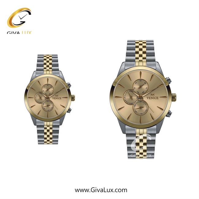 ساعت مچی اورجینال ست ونیز سه موتوره فول تایم نقره ای-طلایی | طلایی-نقره ای| شامپاینی| کد رفرنس V801165403