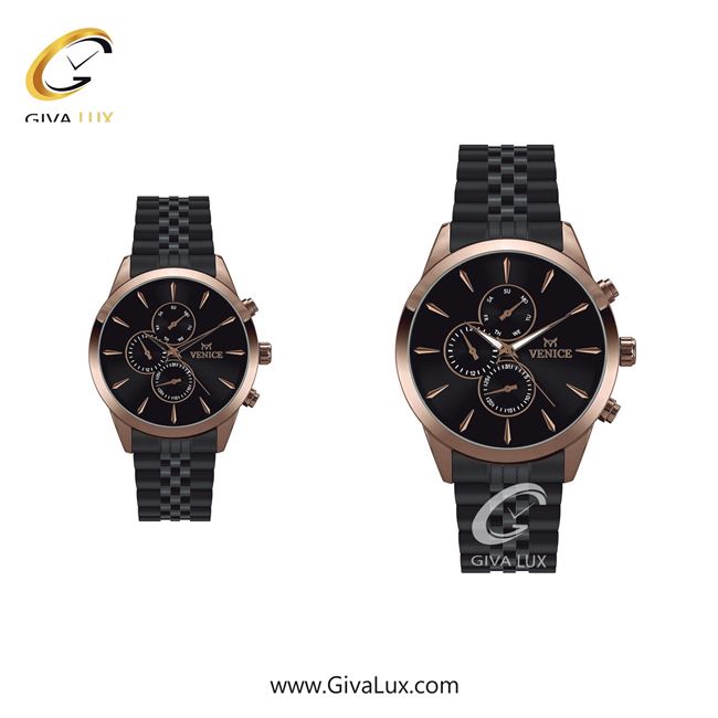 ساعت مچی اورجینال ست ونیز سه موتوره فول تایم رزگلد | مشکی| مشکی| کد رفرنس V801166703