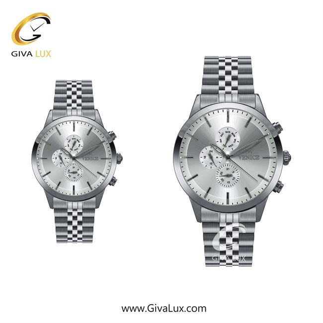 ساعت مچی اورجینال زنانه ونیز سه موتوره فول تایم نقره ای | نقره ای| نقره ای| کد رفرنس V801201103