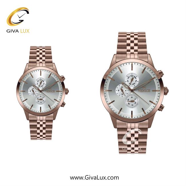 ساعت مچی اورجینال زنانه ونیز سه موتوره فول تایم رزگلد | رزگلد| نقره ای| کد رفرنس V801203103