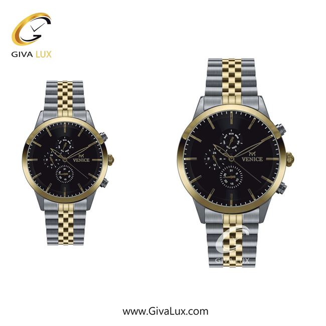ساعت مچی اورجینال زنانه ونیز سه موتوره فول تایم نقره ای-طلایی | نقره ای-طلایی| مشکی| کد رفرنس V801205603