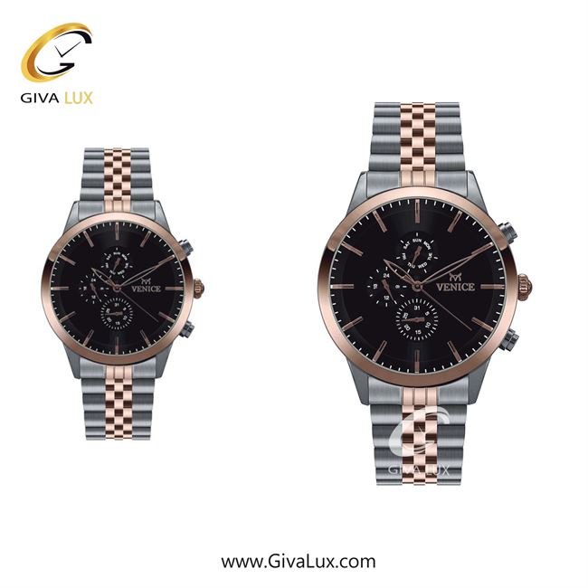 ساعت مچی اورجینال زنانه ونیز سه موتوره فول تایم نقره ای-رزگلد | نقره ای-رزگلد| مشکی| کد رفرنس V801206403